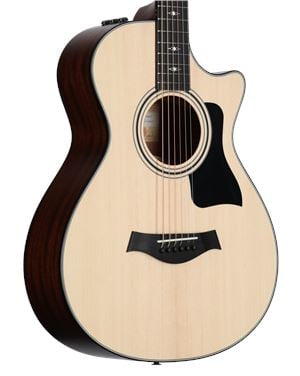 Taylor 312ce 12 Fret Grand Concert Acoustic Electric Guitar with Case Body Angled View